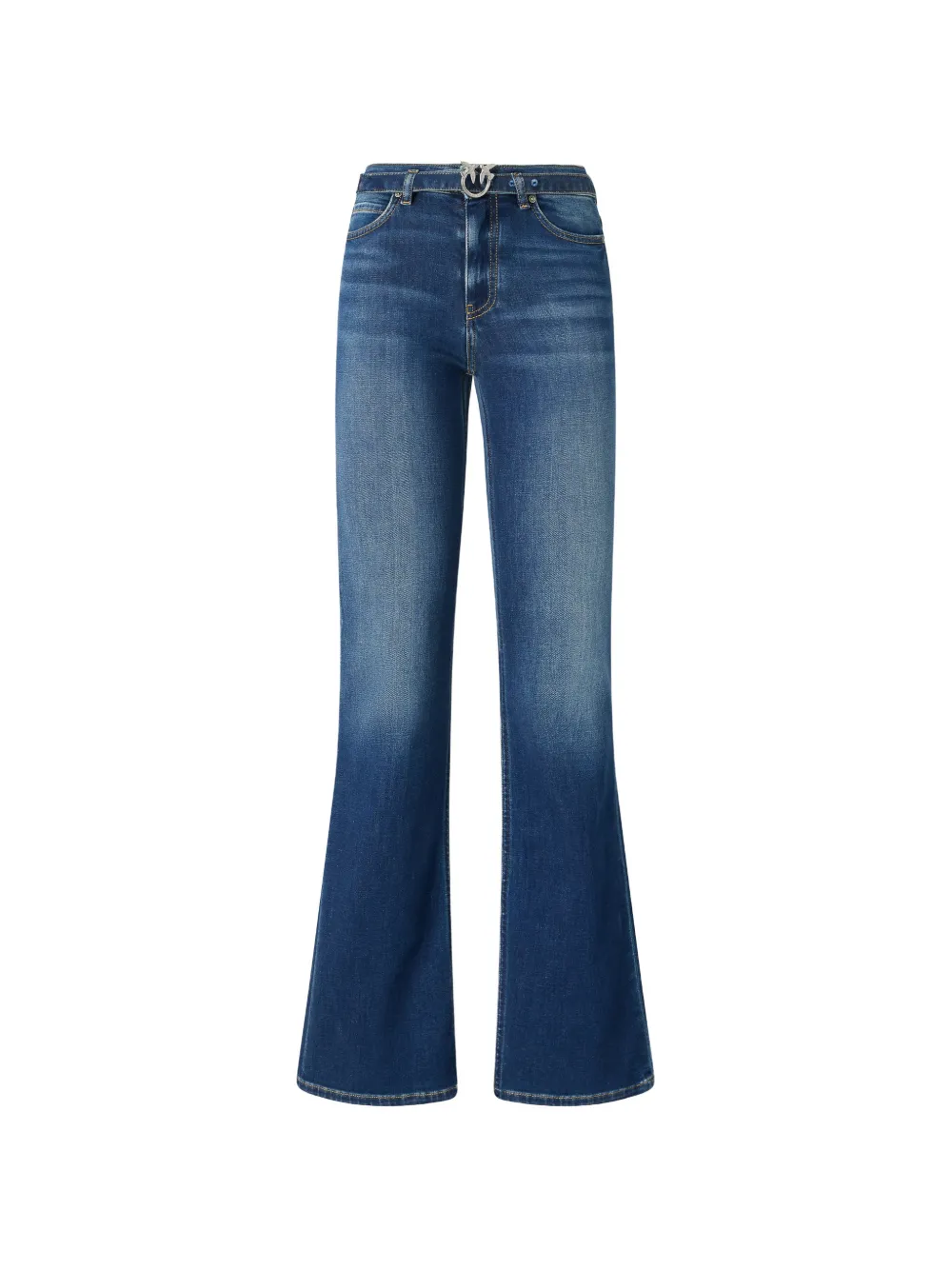 PINKO Love Birds buckle flared jeans - Blau