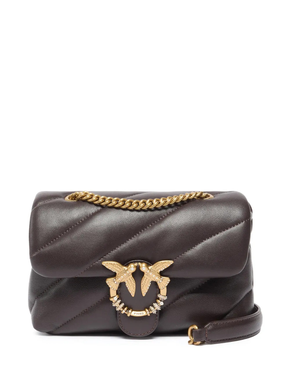 PINKO Borsa a tracolla Love Birds trapuntata - Marrone