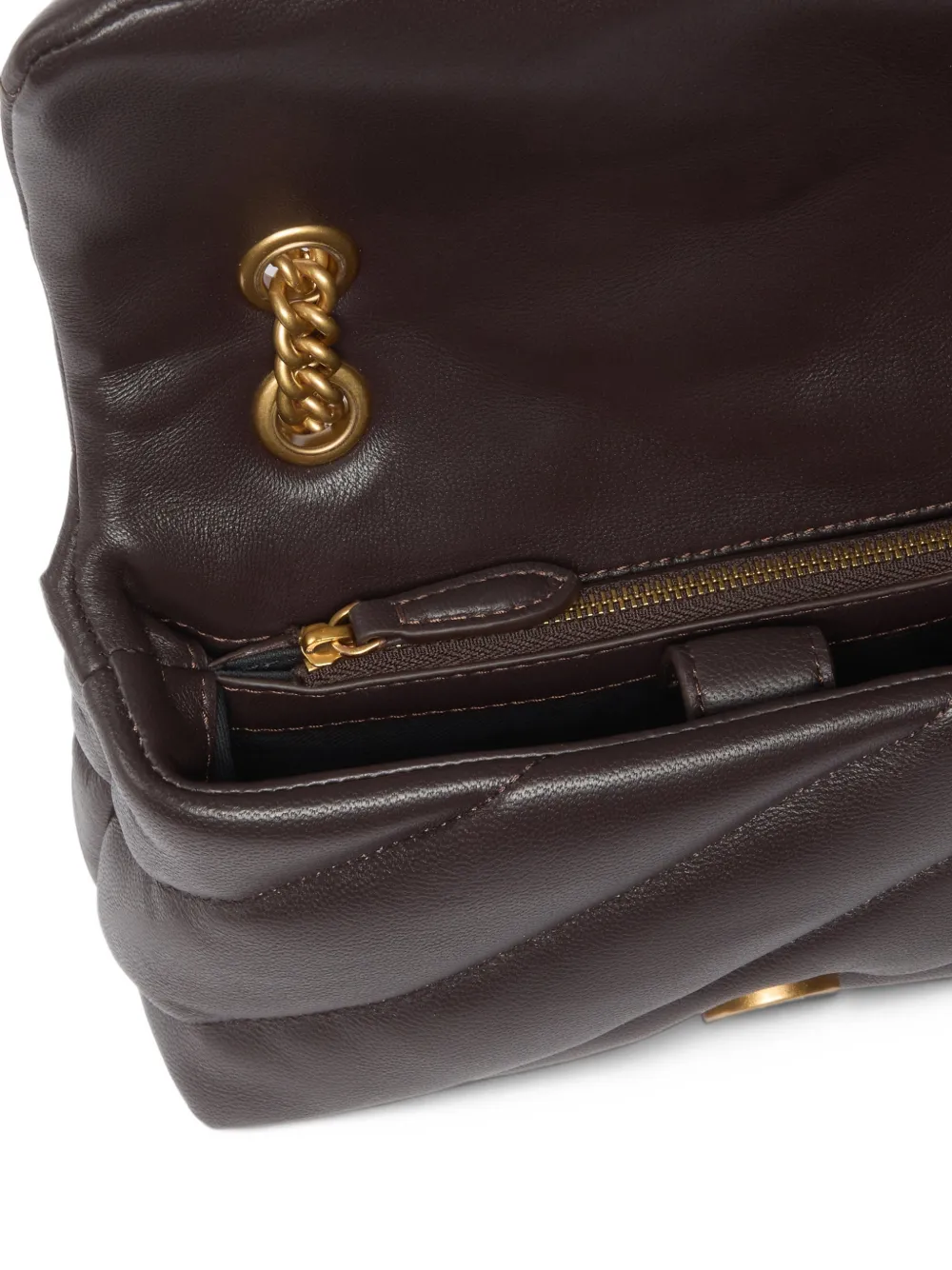 PINKO Love Birds gewatteerde crossbodytas Bruin