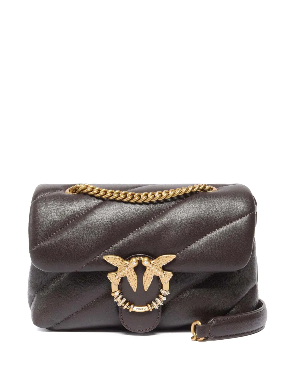 PINKO Borsa a tracolla Love Birds trapuntata - Marrone