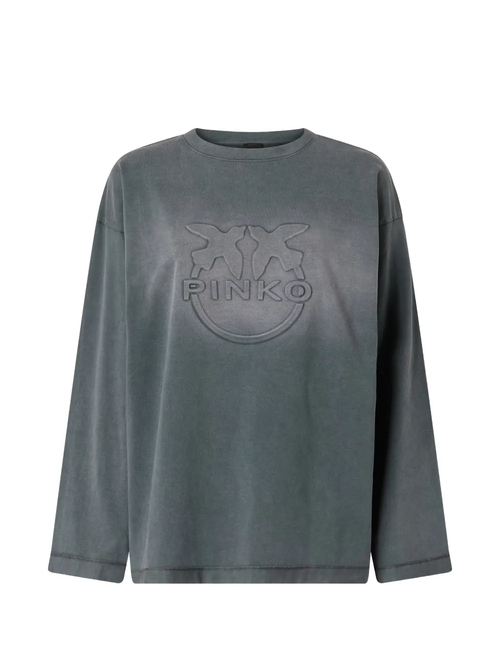 PINKO T-shirt a maniche lunghe con logo goffrato - Grigio