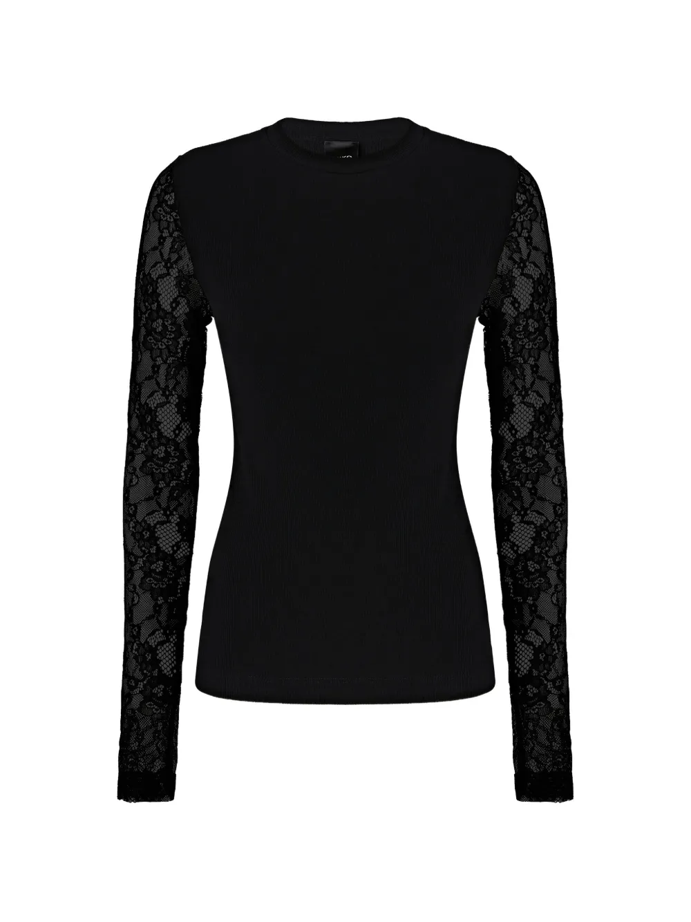 PINKO lace-sleeve ribbed top - Nero