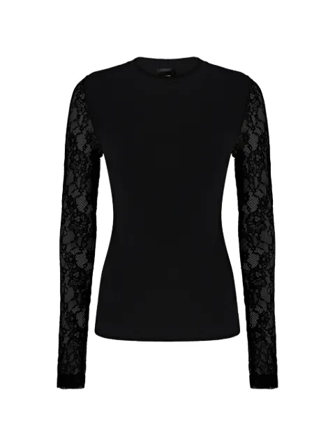 PINKO ribbed sweater with lace sleeves