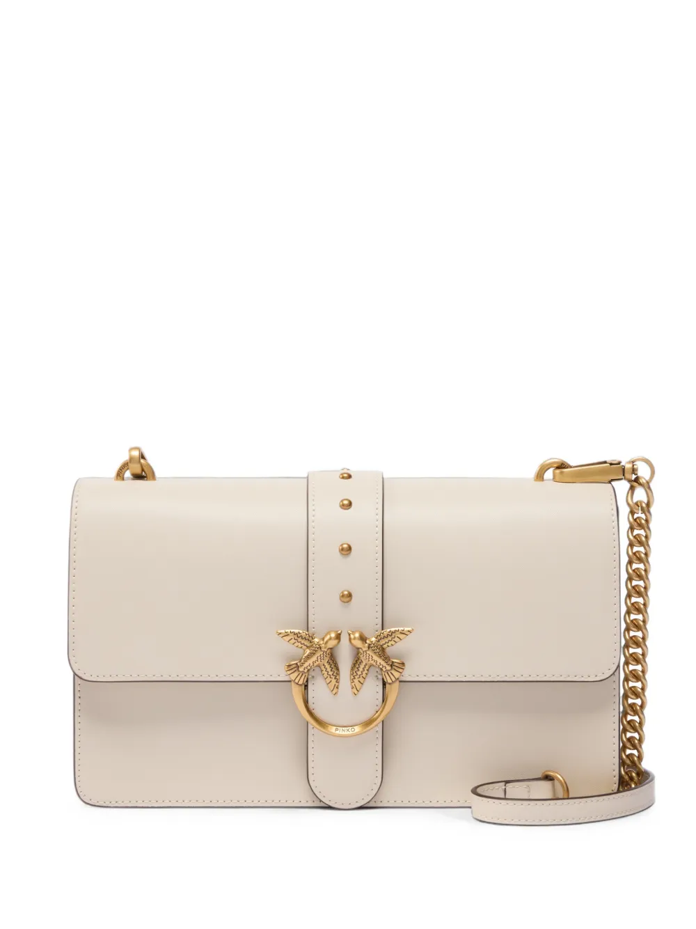 PINKO Medium Love bag one leather handbag with new buckle - Neutrals