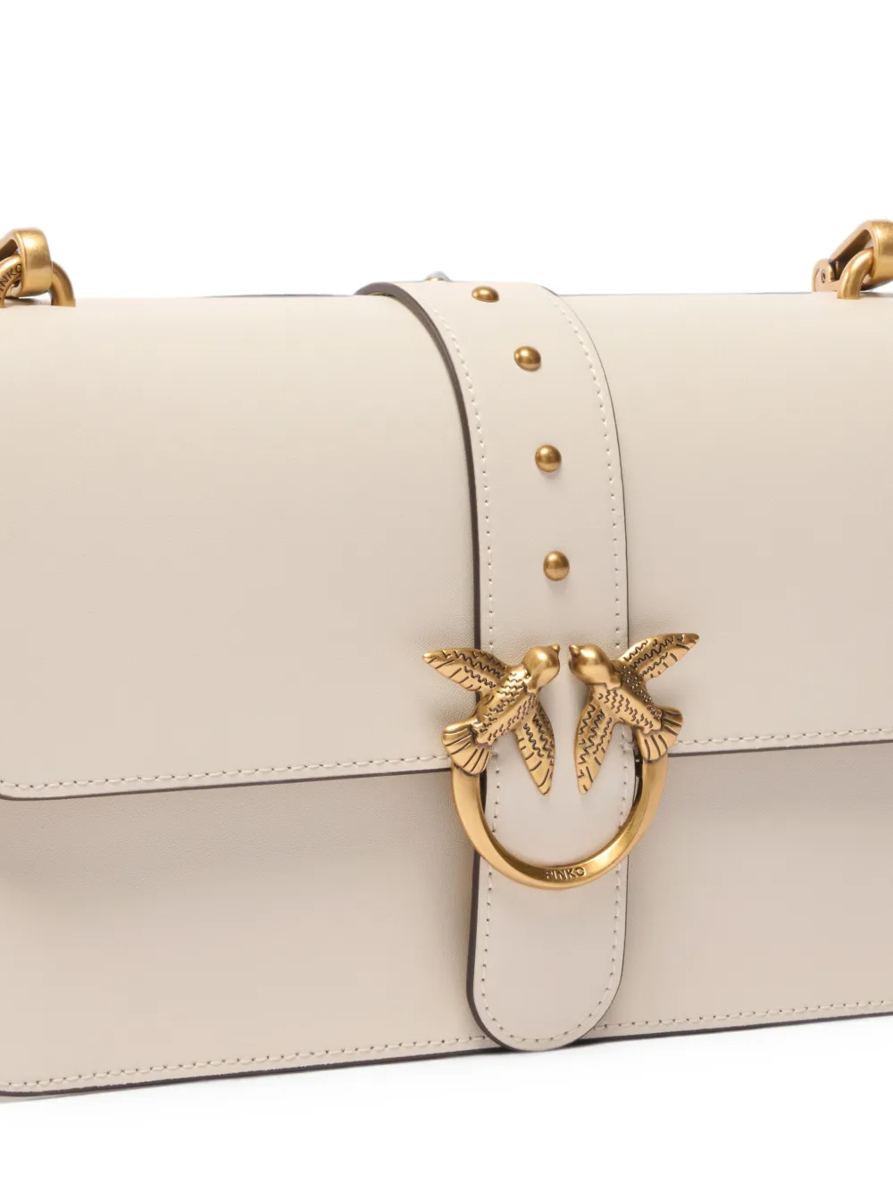 PINKO Medium Love handtas van leer met gesp Beige