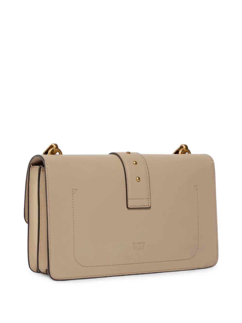 PINKO Love Birds leren schoudertas met studs Beige