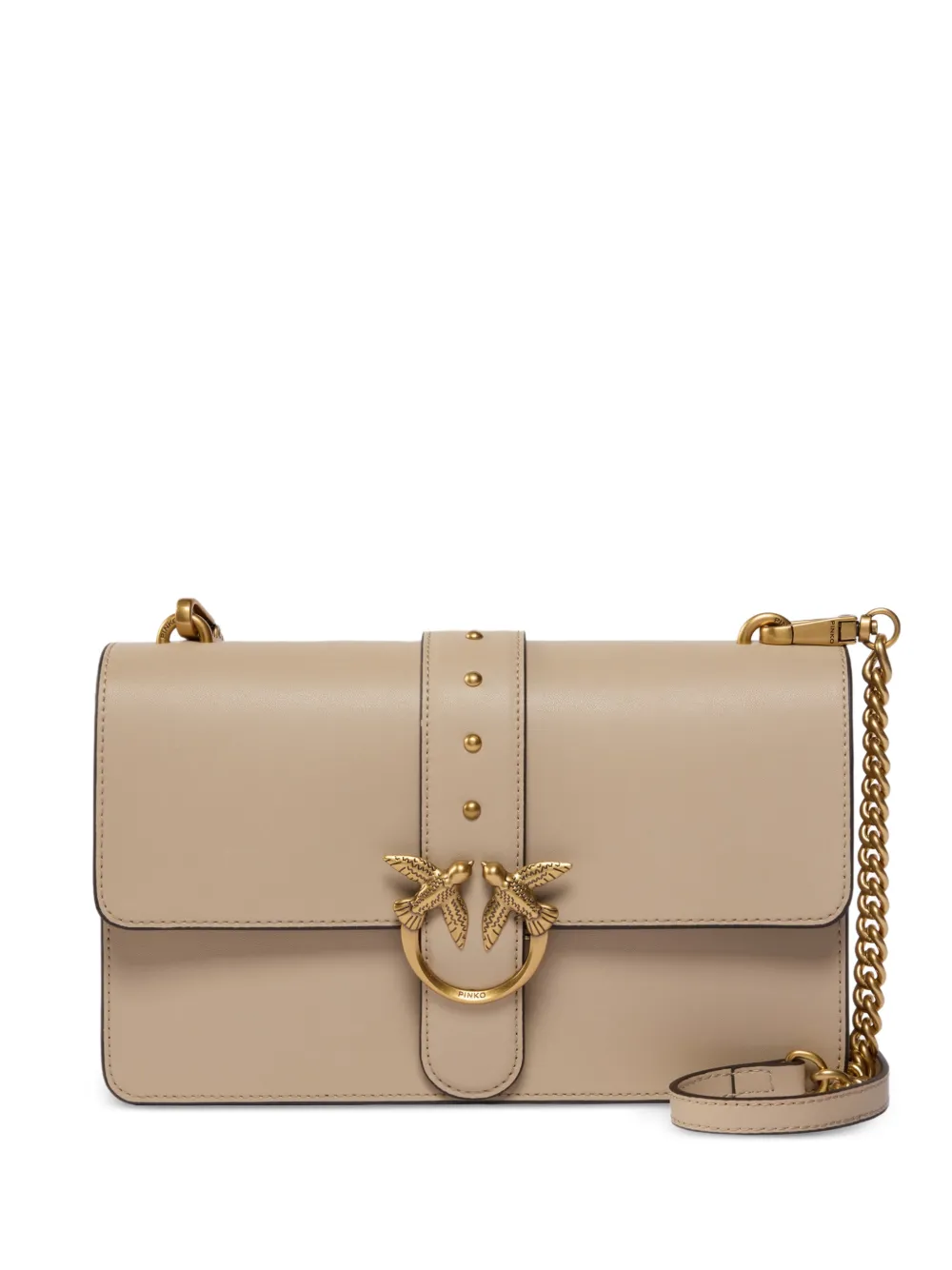 PINKO Love Birds studded leather shoulder bag