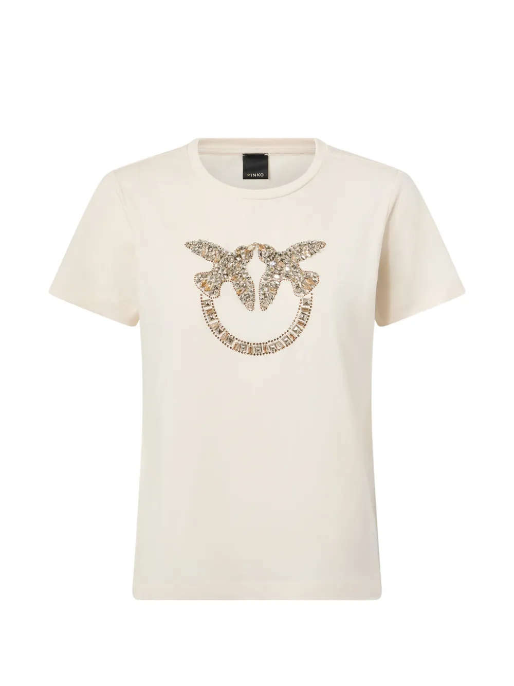 PINKO T-shirt with Love Birds jewel maxi embroidery - Toni neutri