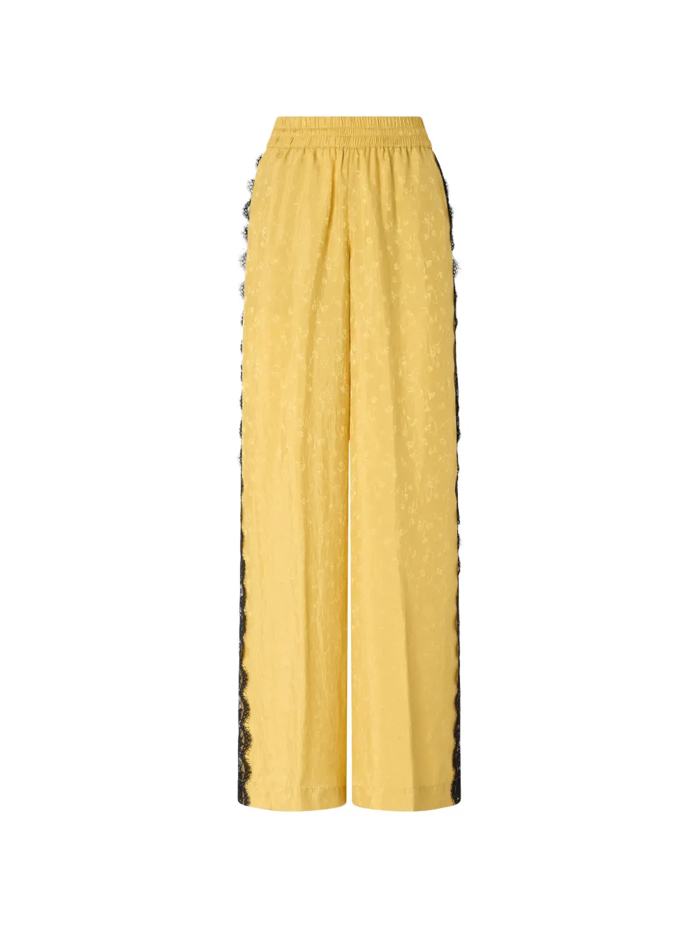 PINKO palazzo trousers with floral motif and lace trim - Yellow