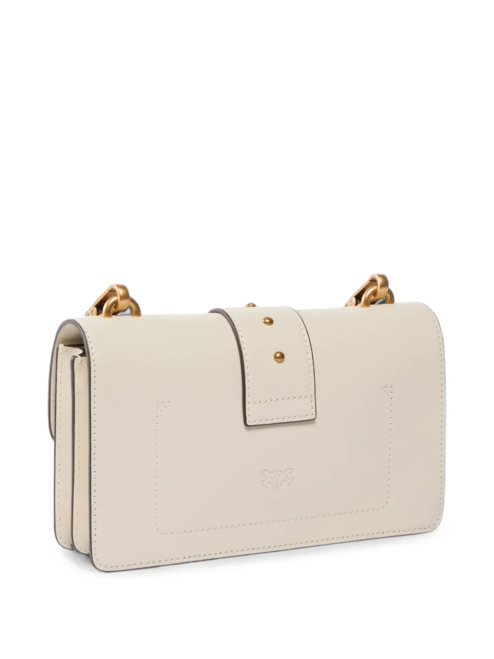 PINKO Mini Love Bag One leren crossbodytas met siergesp Beige