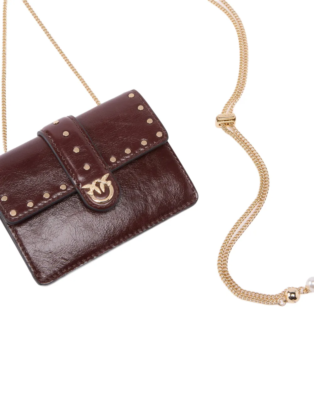PINKO Love Birds mini-tas verfraaid met studs Bruin
