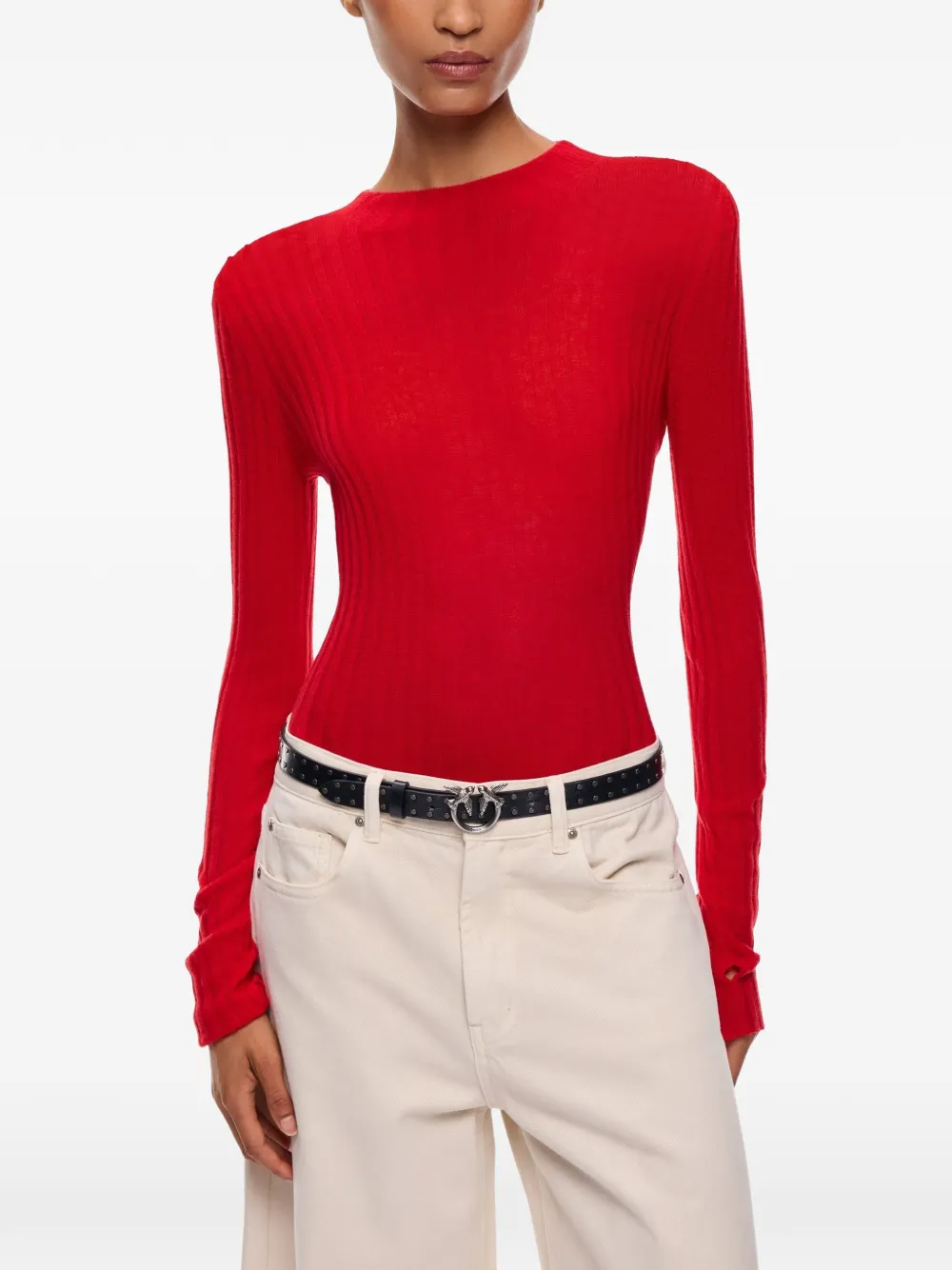 PINKO Ribgebreide trui Rood