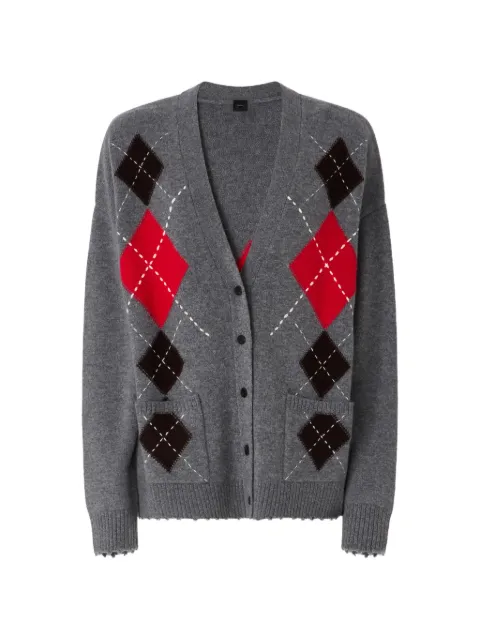 PINKO cardigan med argylemønster og slitageeffekt