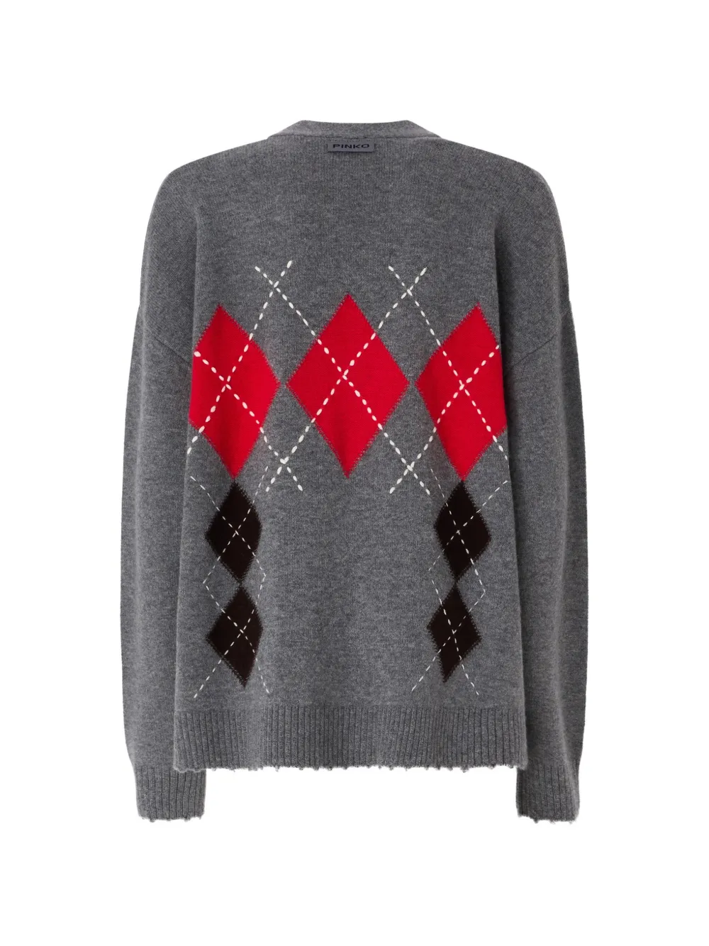 PINKO Gerafeld vest met argyle-patroon Grijs