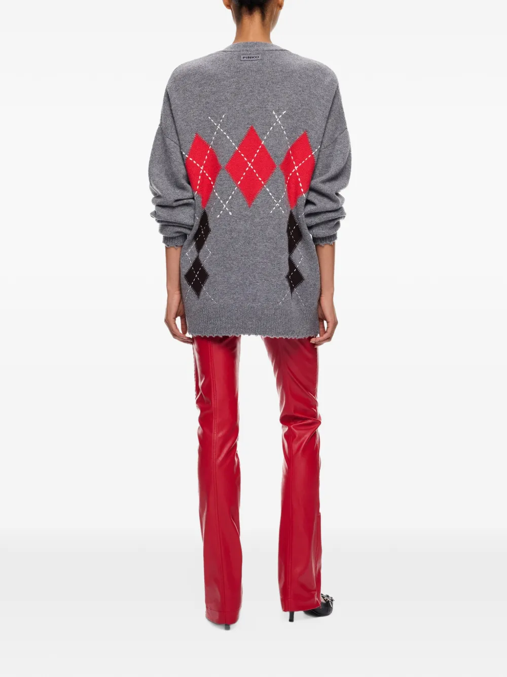 PINKO Gerafeld vest met argyle-patroon Grijs