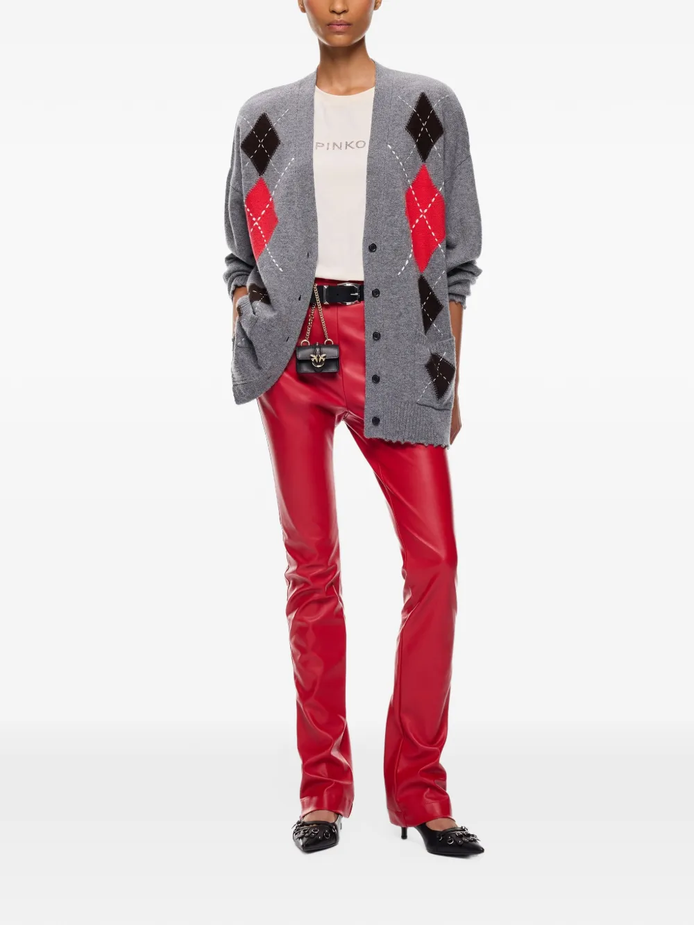 PINKO Gerafeld vest met argyle-patroon Grijs
