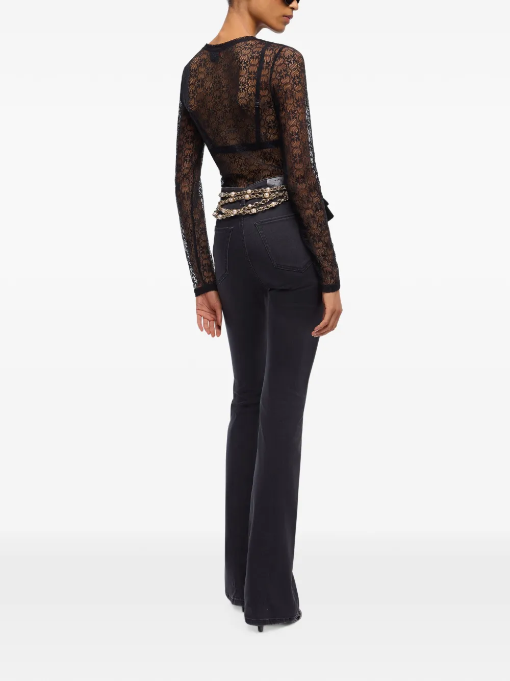 PINKO Trui met stretch-kant en Love Birds-logo Zwart