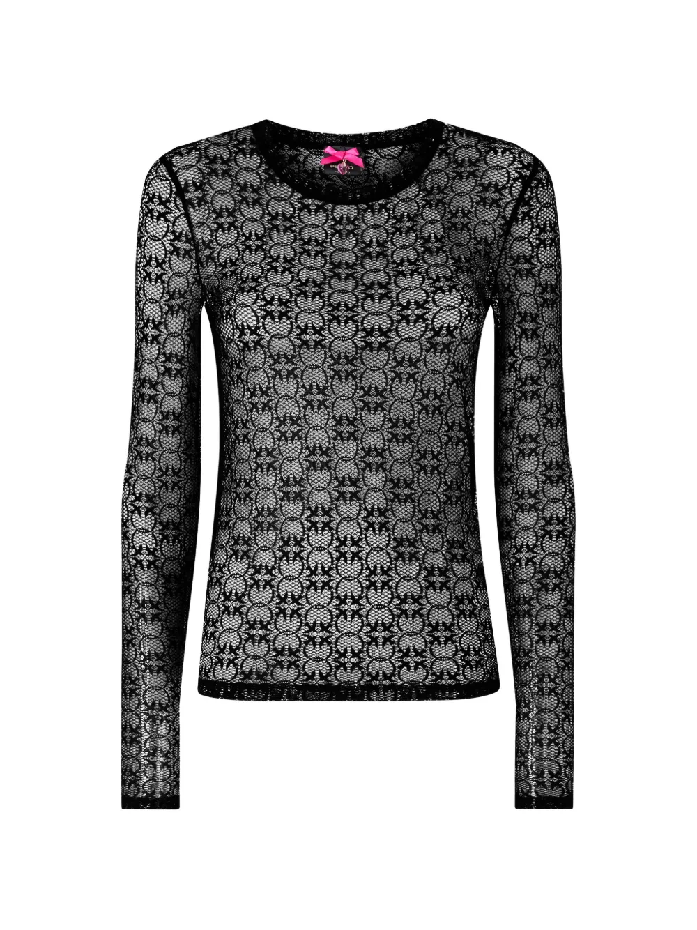 PINKO stretch-lace sweater with Love Birds logo motif - Nero
