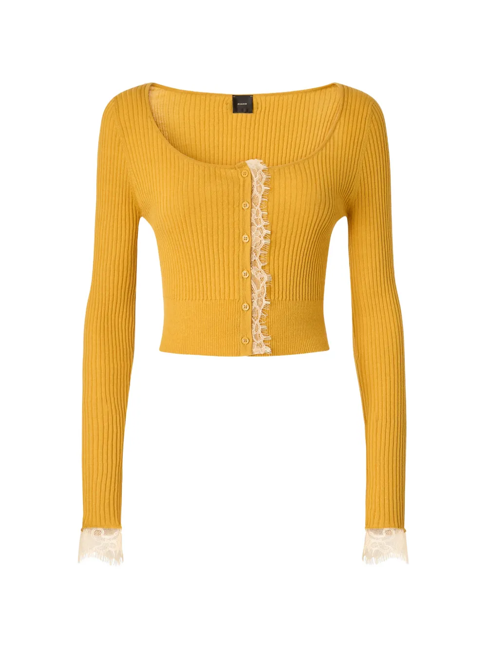 PINKO Cardigan con rifinitura in pizzo - Giallo