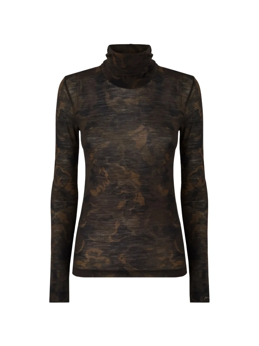 PINKO Top a fiori con collo alto - Verde