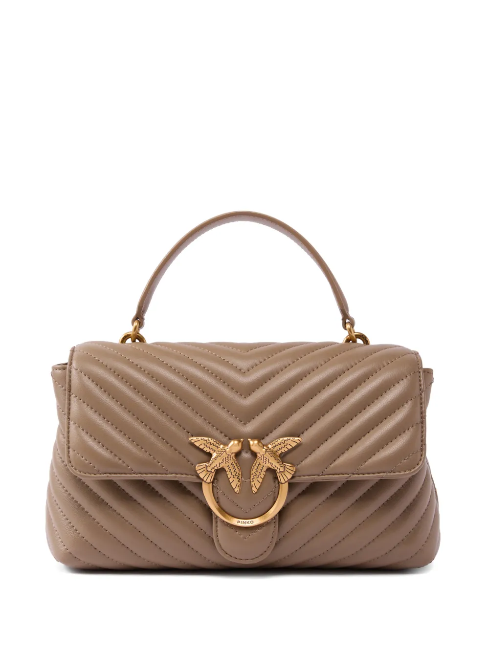 PINKO Love Birds chevron-quilted tote bag - Brown
