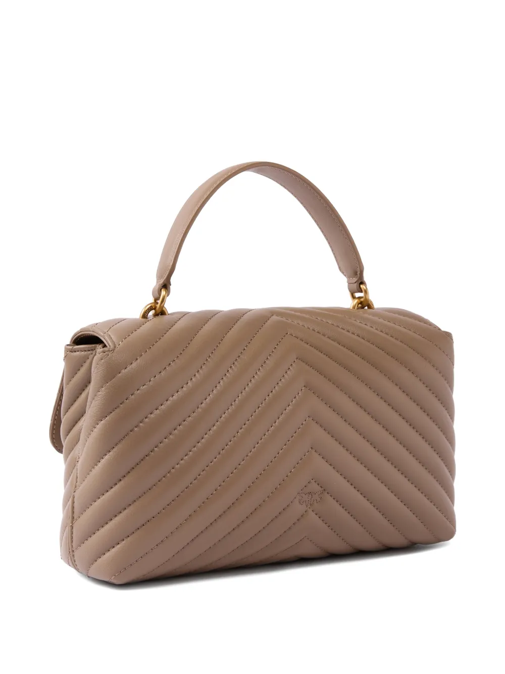 PINKO Lady Love Bag Puff medium handtas met chevron streep van nappaleer Bruin