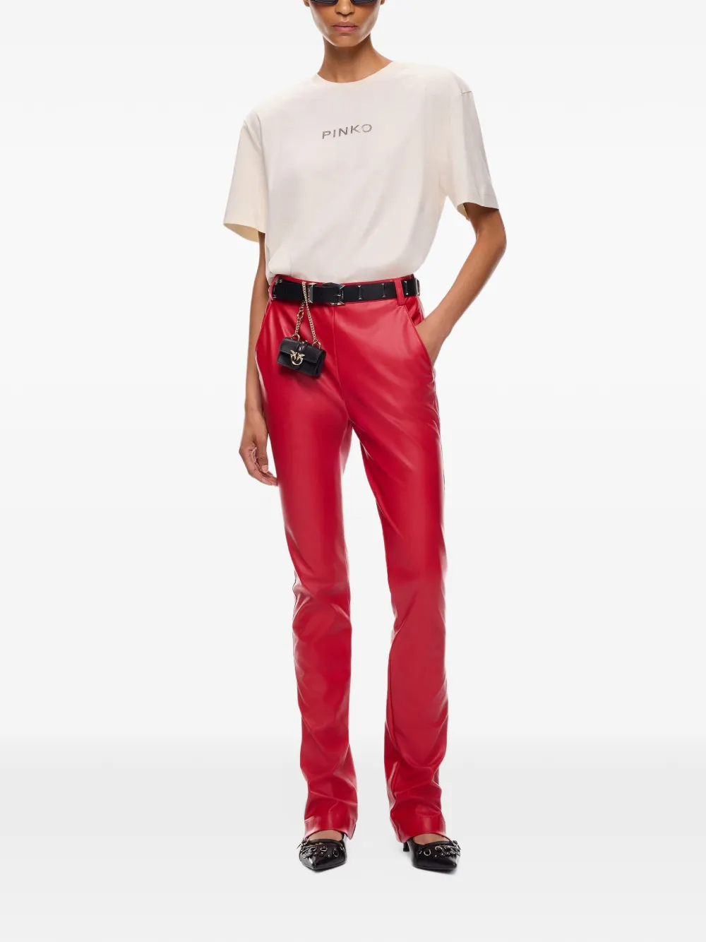 PINKO T-shirt verfraaid met stras Beige