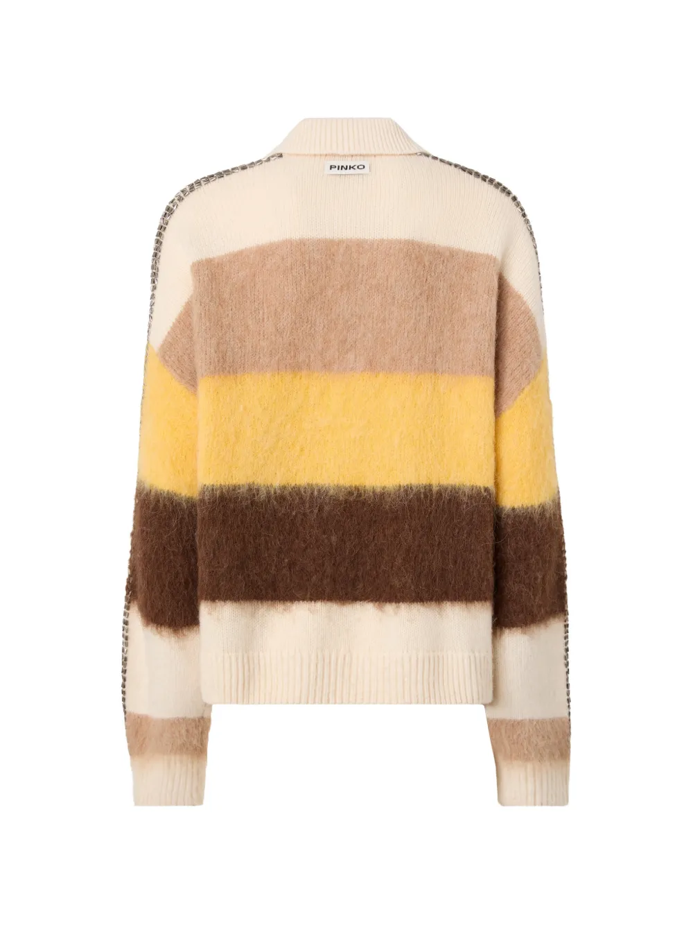 PINKO Gestreepte trui verfraaid met kristallen Beige