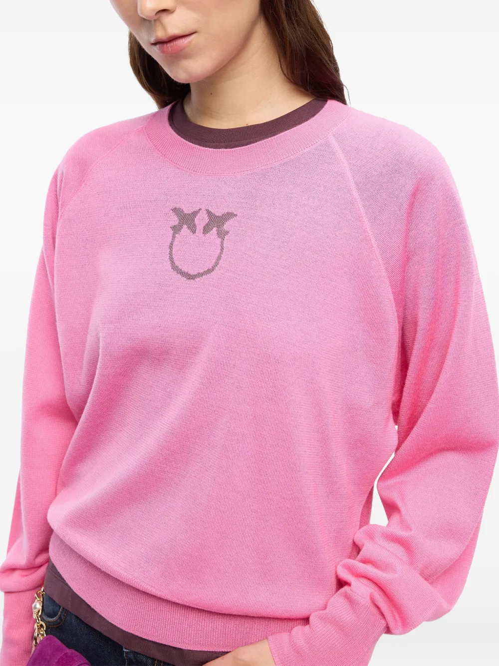 PINKO Trui met raglan mouwen en logo-patroon Roze
