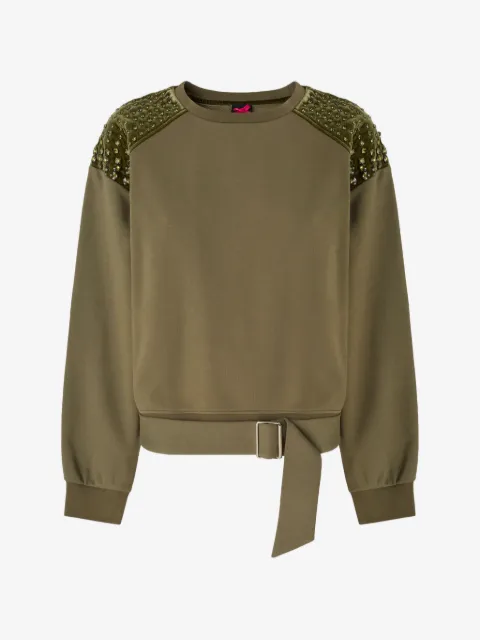 PINKO embellished buckled-hem sweatshirt