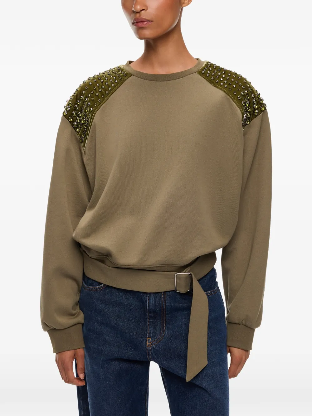 PINKO Verfraaide sweater met gespzoom Groen