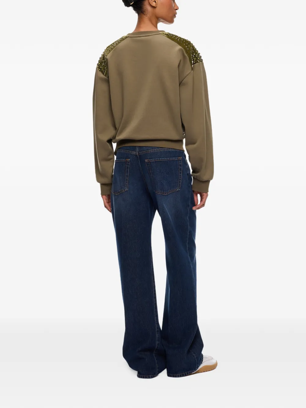 PINKO Verfraaide sweater met gespzoom Groen
