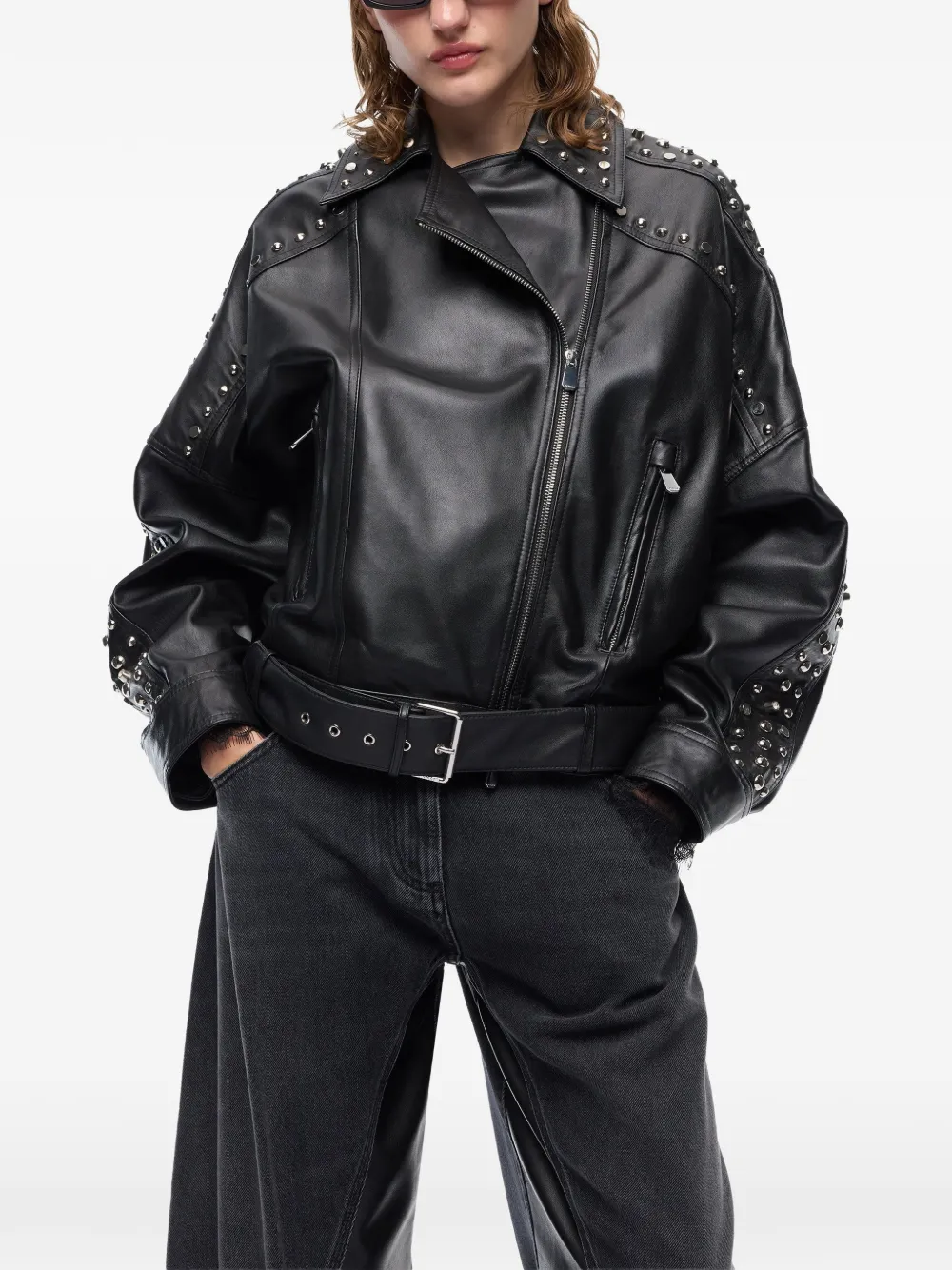PINKO Jack met studs en ceintuur Zwart