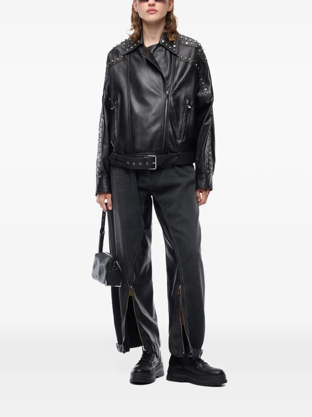 PINKO Jack met studs en ceintuur Zwart