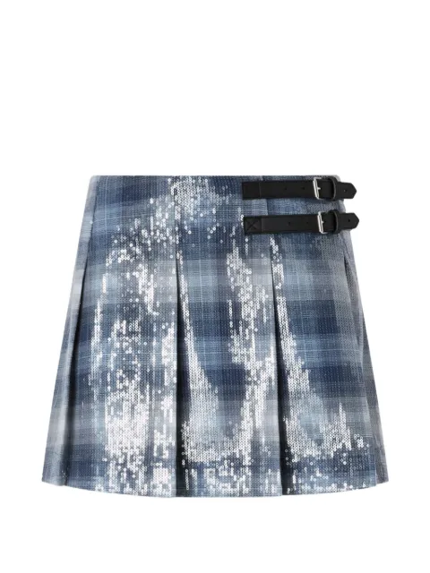 PINKO mini skirt with check pattern and sequins