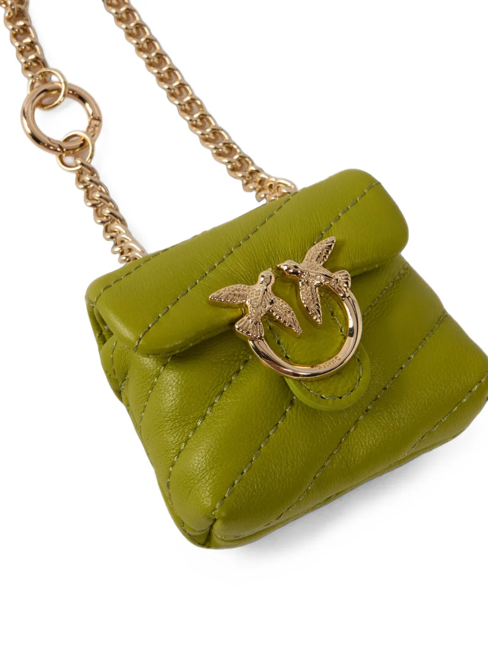 PINKO Nano Love gewatteerd tassenaccessoire van nappaleer Groen