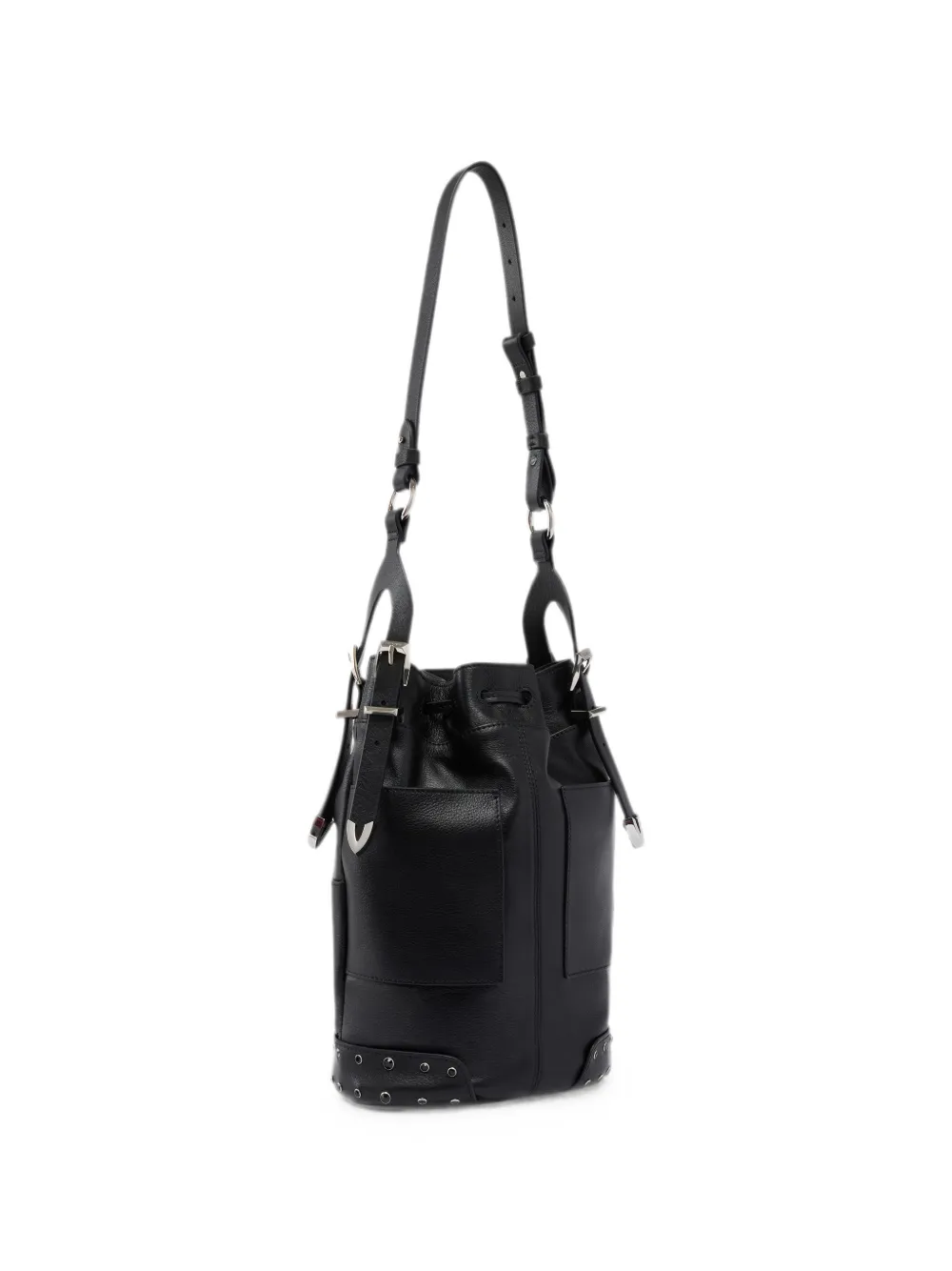 PINKO Leren bucket-tas met studs Zwart