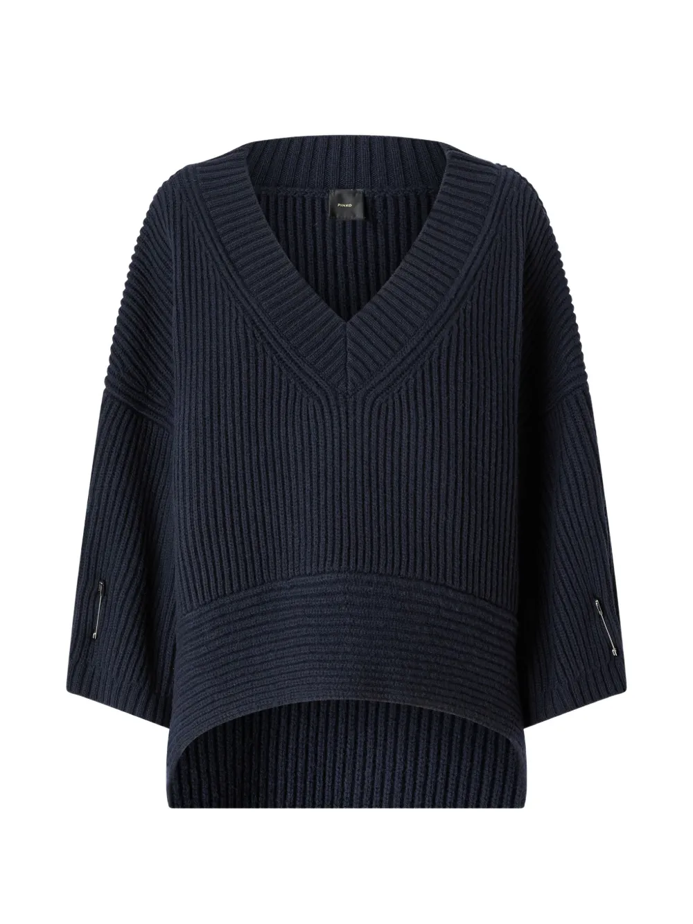 PINKO Geribbelde trui met V-hals Blauw