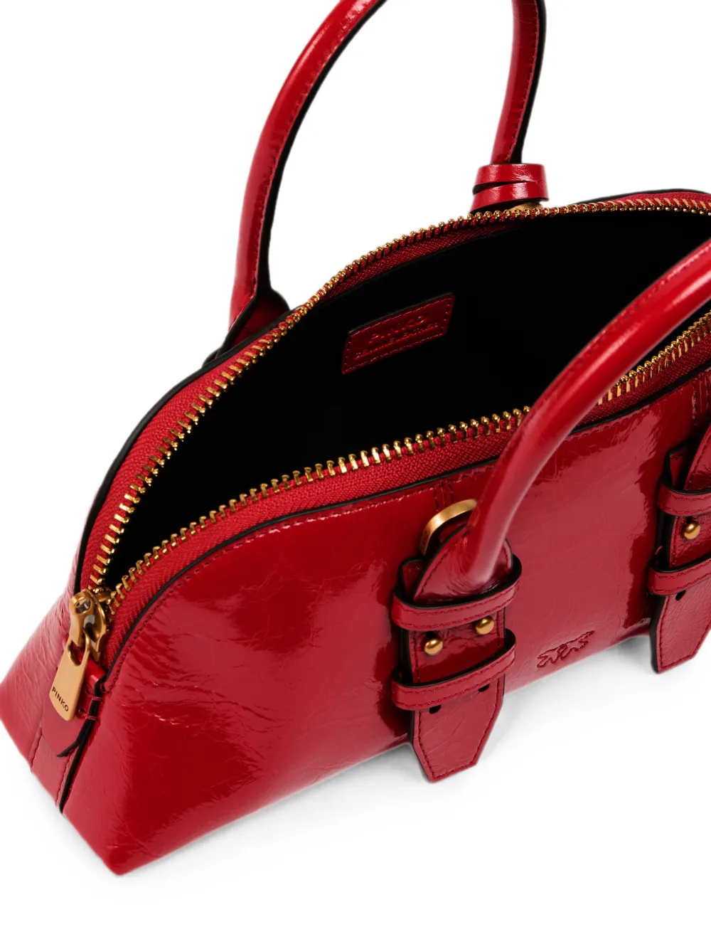 PINKO Kleine Escape Horizontal handtas van glanzend leer Rood