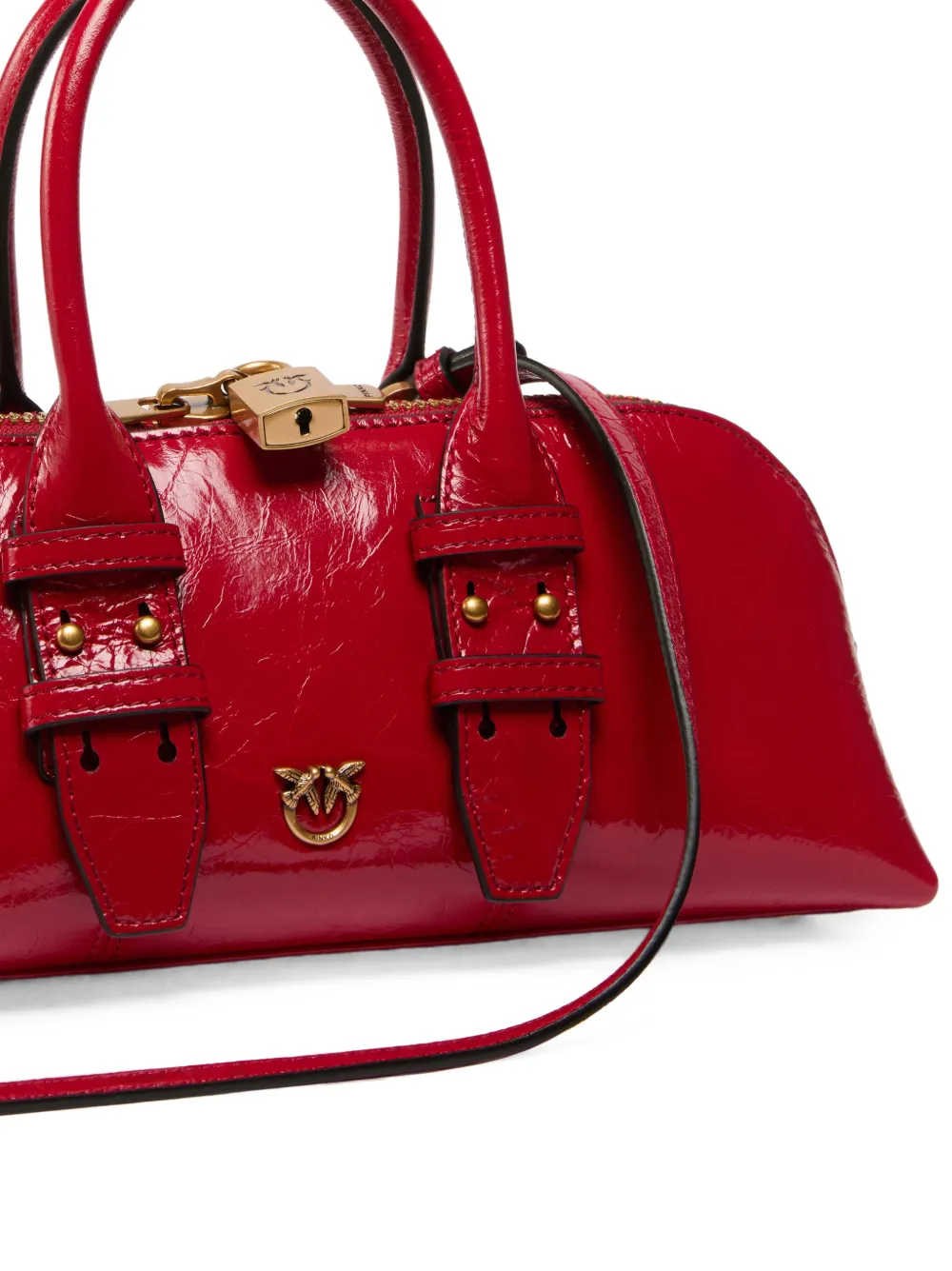 PINKO Kleine Escape Horizontal handtas van glanzend leer Rood