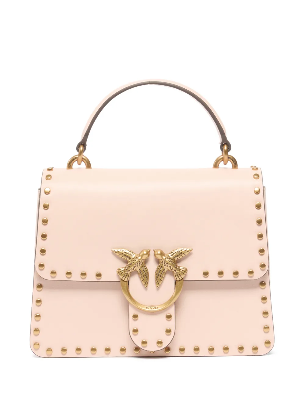 PINKO mini Love Bag one top handle light handbag in leather with mini studs