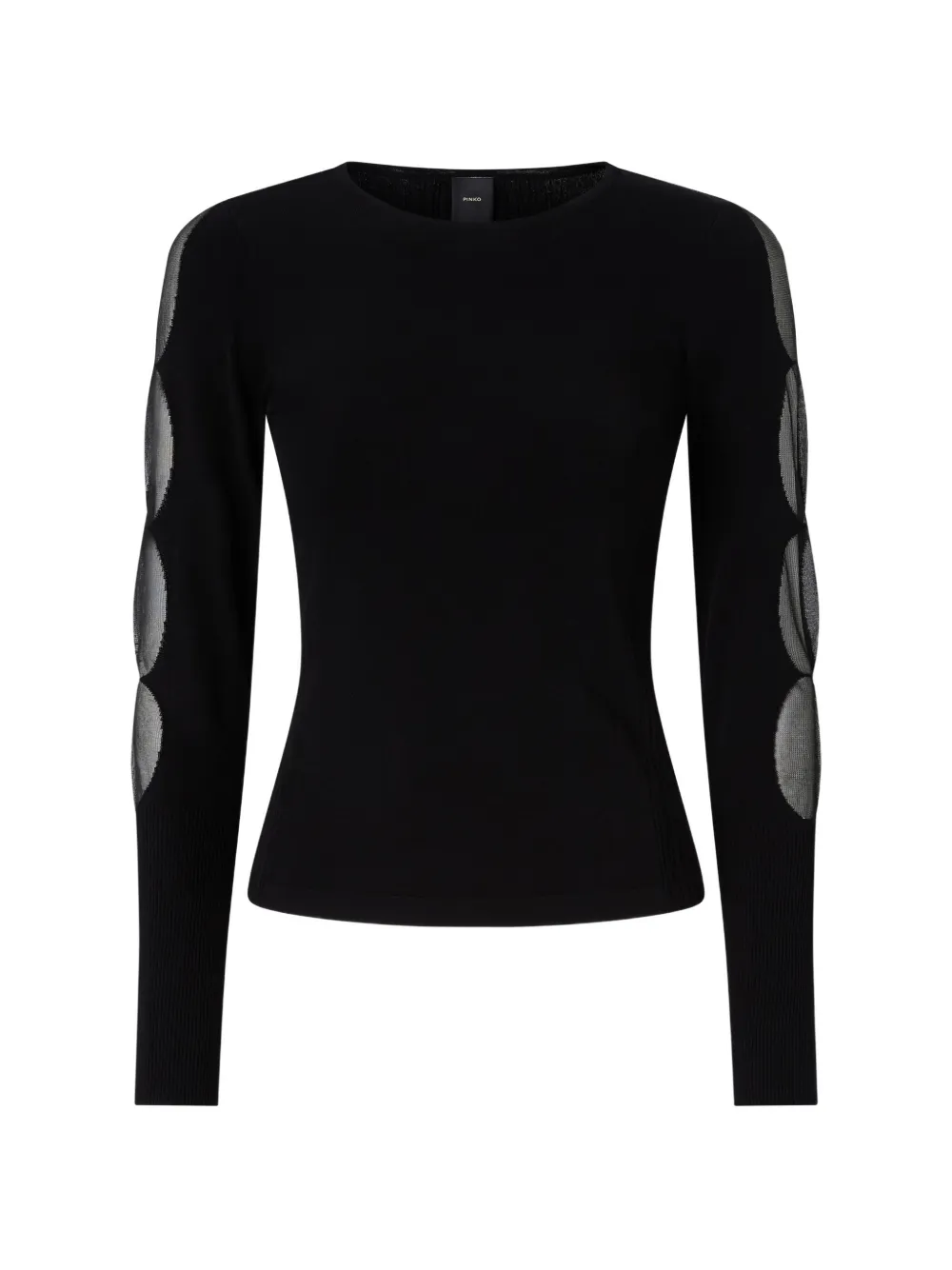 PINKO lightweight ribbed sweater with sheer details - Nero
