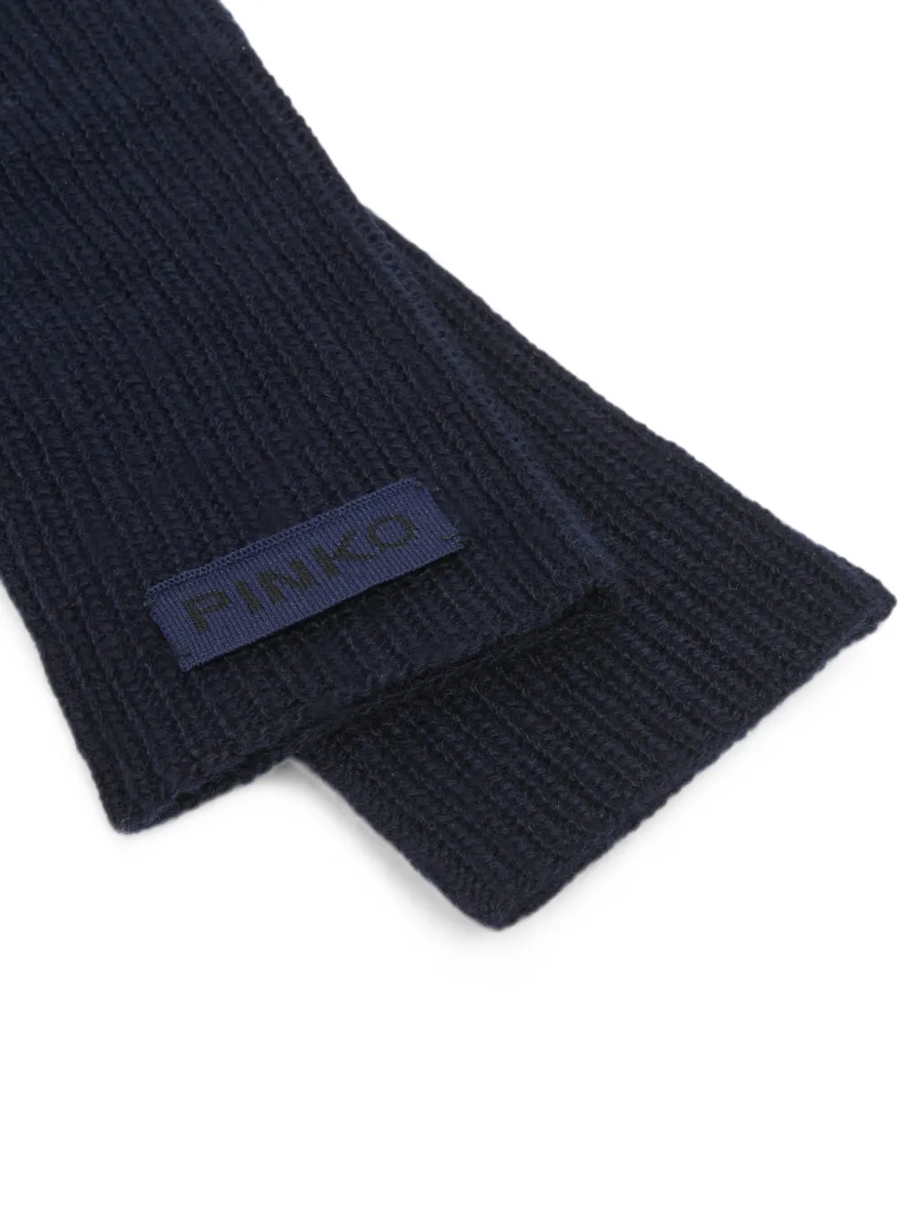 PINKO Ribgebreide handschoenen met logopatch Blauw