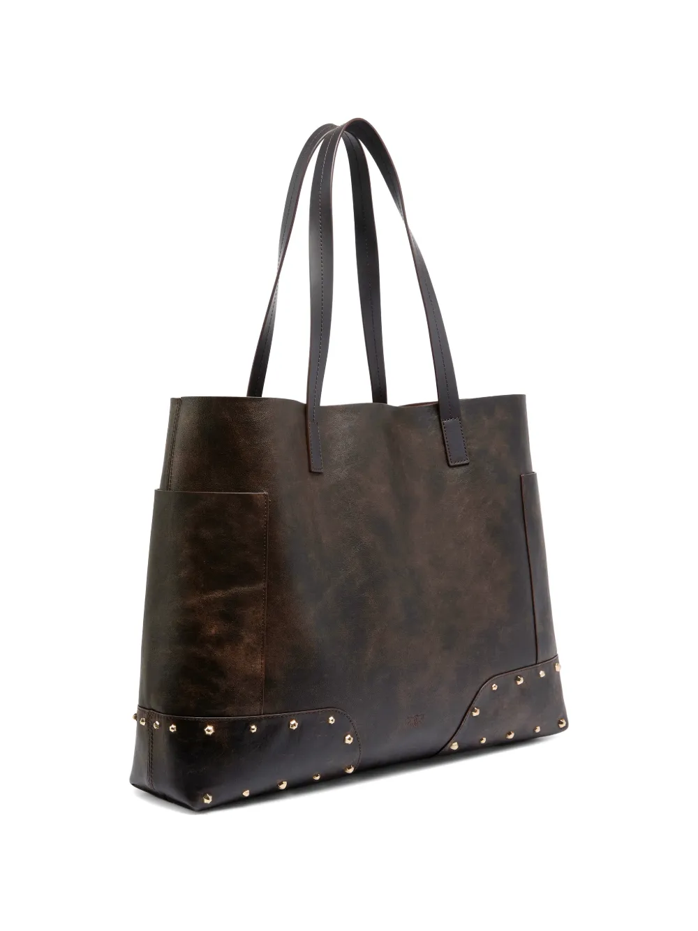 PINKO Leren shopper met studs Bruin