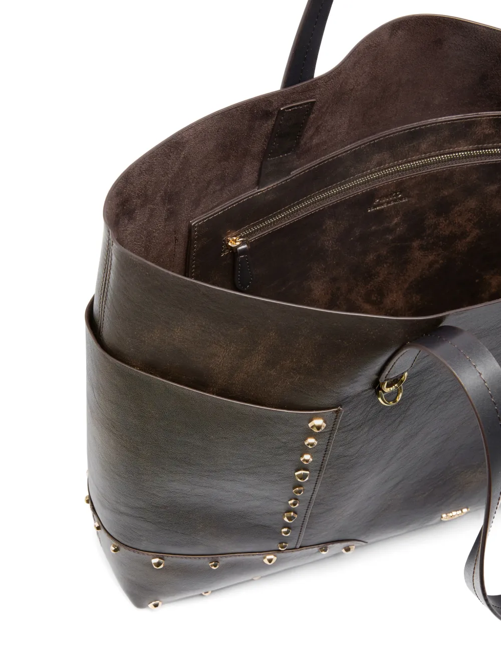 PINKO Leren shopper met studs Bruin