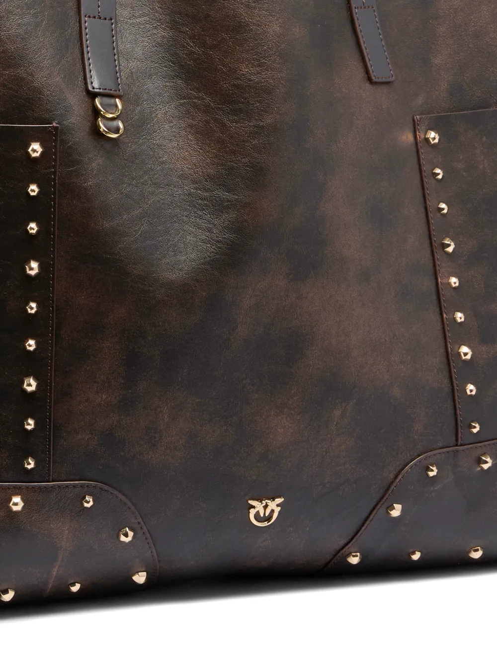PINKO Leren shopper met studs Bruin