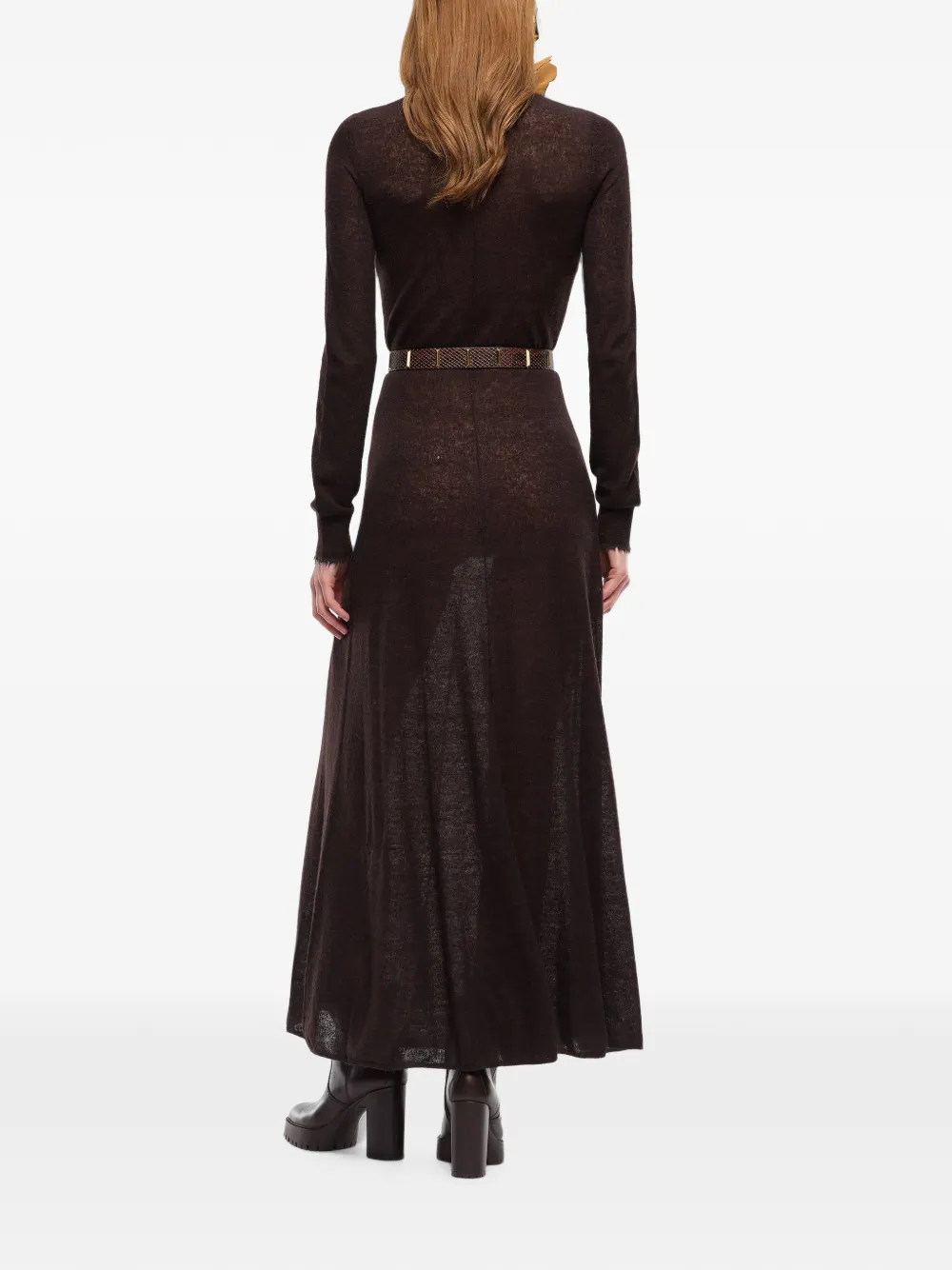 PINKO Maxi-jurk met lange mouwen en hoge hals Bruin