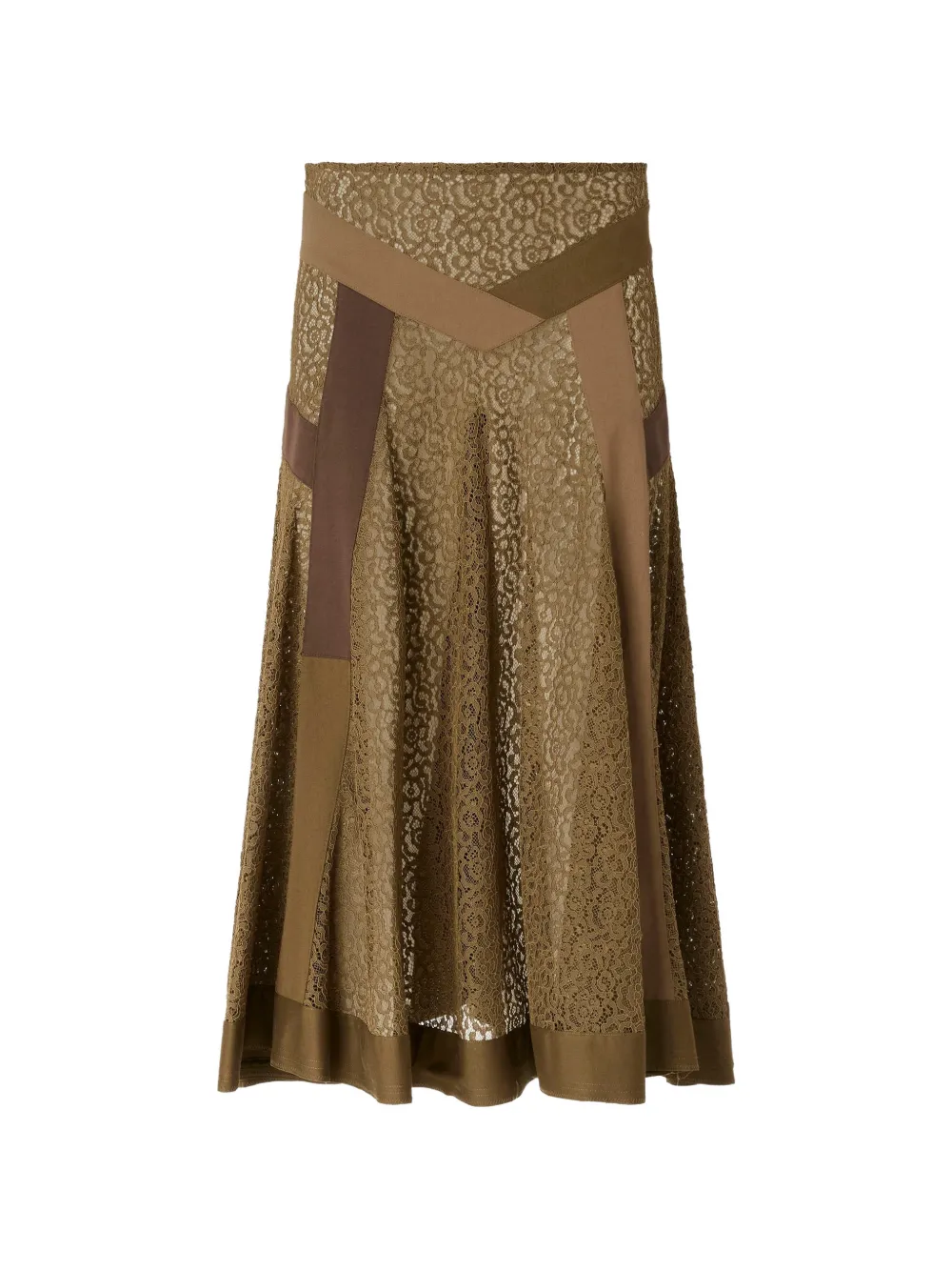 PINKO lace-panelled patchwork midi skirt - Verde