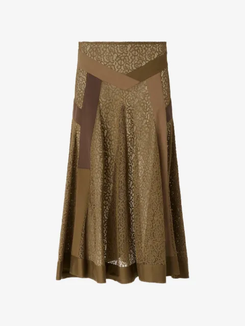 PINKO falda midi con diseño patchwork y paneles de encaje