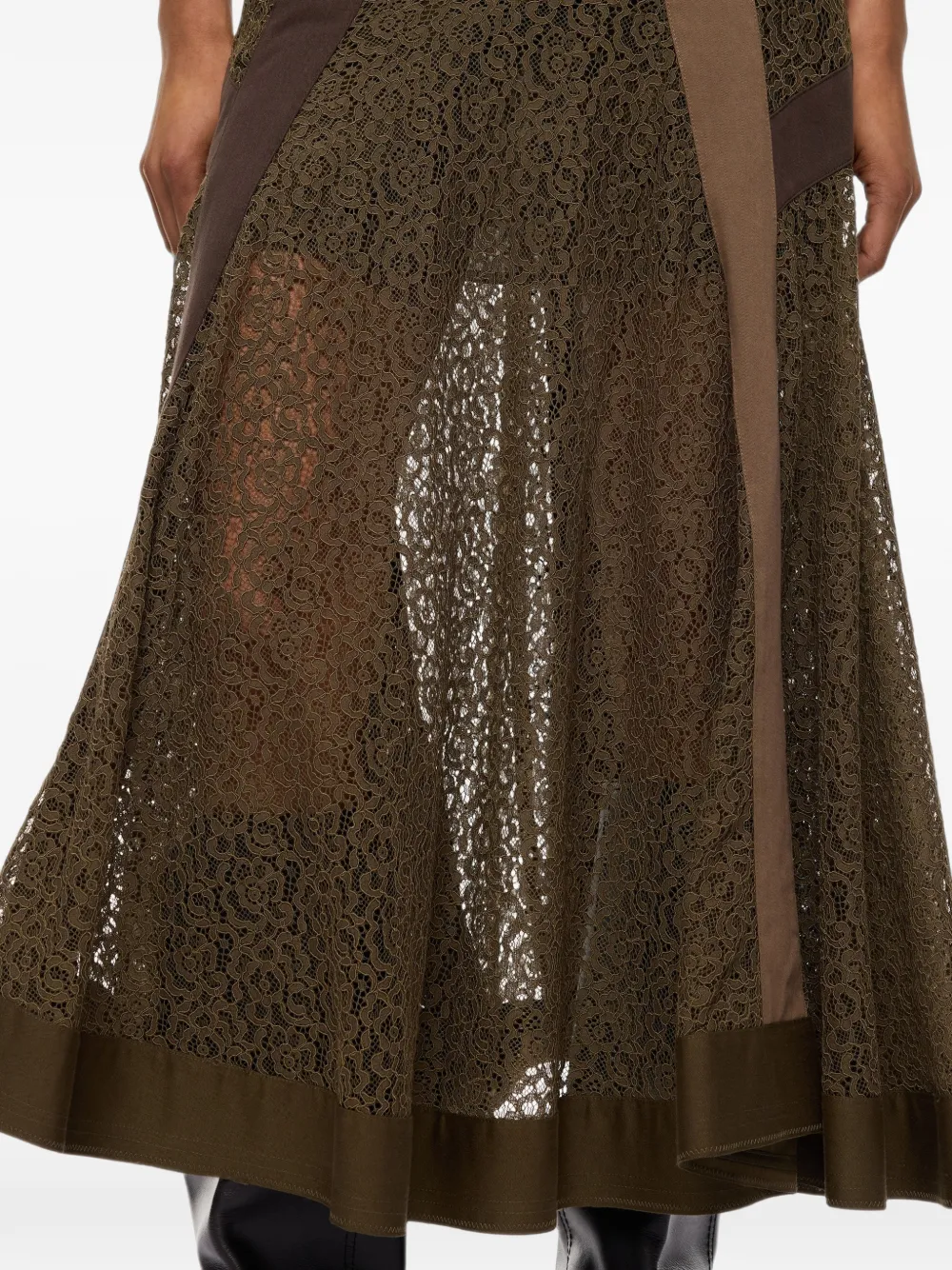 PINKO Midi-rok met kanten vlakken en patchwork Groen